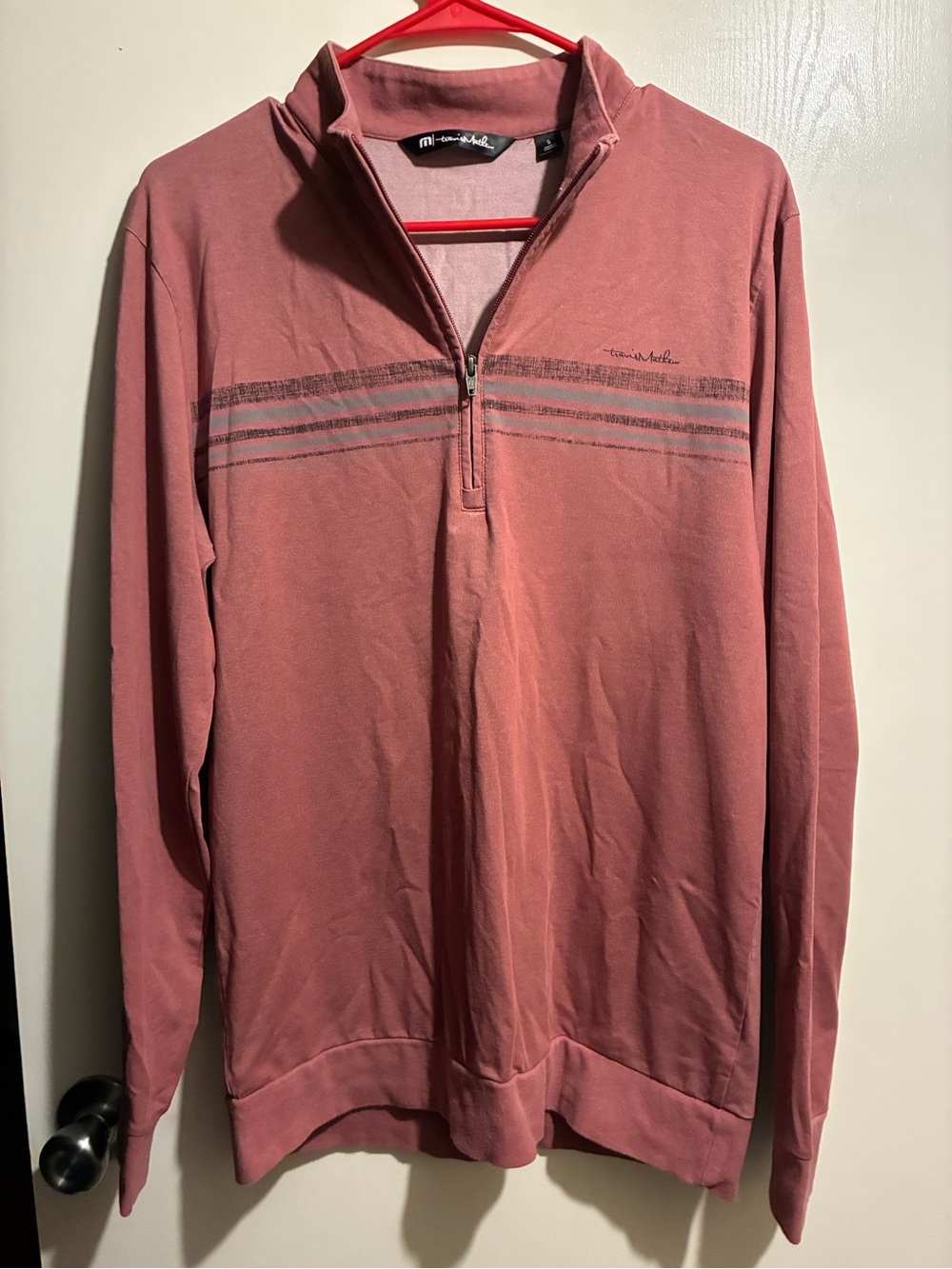 Travis Mathew Men's Quarter-Zip Sweater Jacket - Dusty Rose
